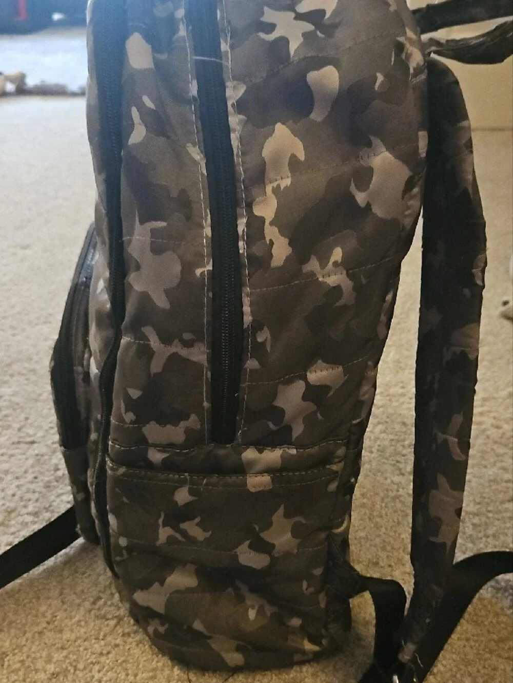 Kids Camo Quilted Backpack - Black/Grey